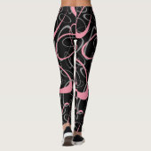 Leggings roses et gris rétro ovales girly motif (Dos)