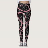 Leggings roses et gris rétro ovales girly motif (Devant)