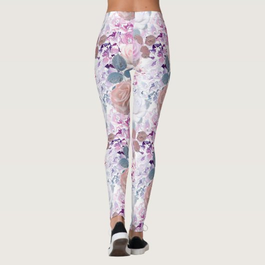 Leggings Roses et hydrangeas à l'aquarelle. (Dos)