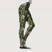 Leggings Roses fragiles. Motif floral sur noir (Droite)
