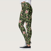 Leggings Roses fragiles. Motif floral sur noir (Gauche)
