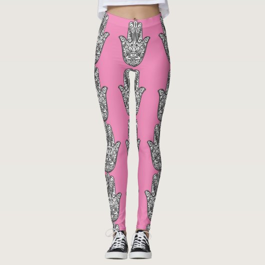 Leggings roses Hamsa (Devant)