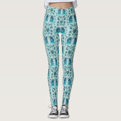 Leggings Roses In a Rough Patch Aqua (Devant)