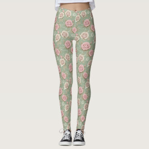 Leggings Roses Inspirés de l'Art Nouveau dans des Teintes d