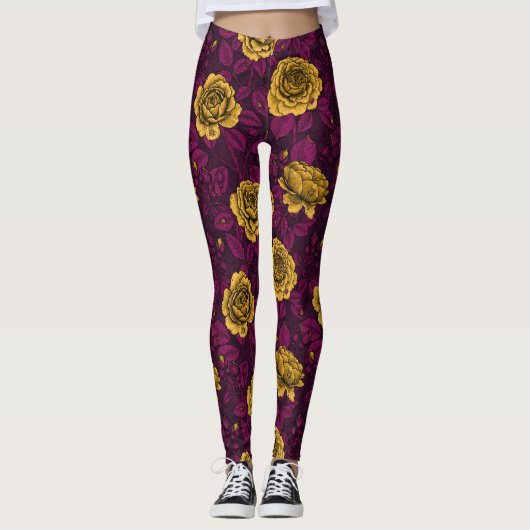 Leggings Roses jaunes (Devant)