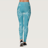Leggings Roses Modernes sur Turquoise Clair  (Dos)