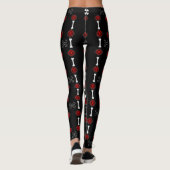 Leggings Roses morts (Noir avec Rouge) (Dos)