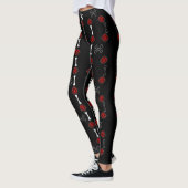 Leggings Roses morts (Noir avec Rouge) (Gauche)