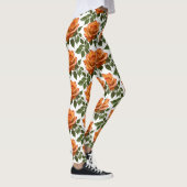Leggings Roses oranges vives avec des feuilles vertes (Droite)