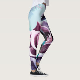 Leggings Roses radieux : Parfaitement rose et violet pétale