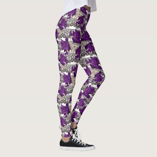 Leggings Roses rétro, violet (Droite)