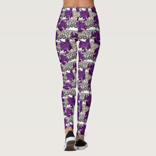 Leggings Roses rétro, violet (Dos)