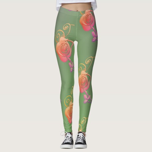 Leggings Roses romantiques (Devant)