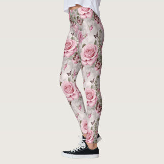 Leggings Roses roses et papillons d'eau