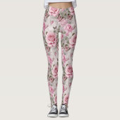 Leggings Roses roses et papillons d'eau (Devant)