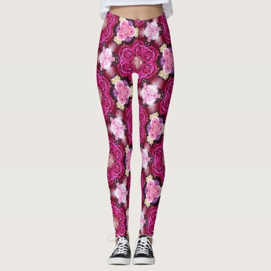 Leggings Roses roses rose motif floral (Devant)