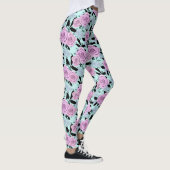 Leggings roses roses roses, roses, arrière - plan turquoise (Droite)