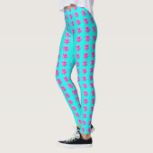Leggings Roses Roses Roses Sur Aqua (Gauche)