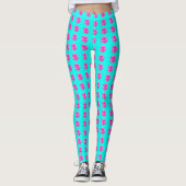 Leggings Roses Roses Roses Sur Aqua (Devant)