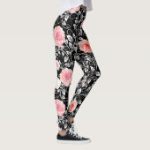 Leggings Roses roses sur noir (Droite)