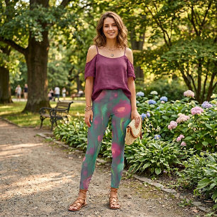 Leggings Roses rouges abstraites atténuées 