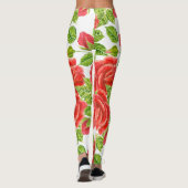 Leggings Roses rouges aquarelle transparente motif (Dos)