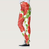 Leggings Roses rouges aquarelle transparente motif (Gauche)