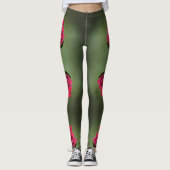 Leggings Roses rouges classiques Élégant vert floral (Devant)
