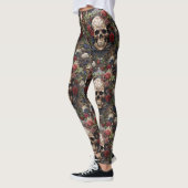 Leggings Roses rouges Crânes celtiques Vert Feuille Nature (Gauche)