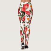 Leggings ROSES ROUGES ET BOUTEILLES JAUNES Floral blanc (Dos)