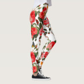Leggings ROSES ROUGES ET BOUTEILLES JAUNES Floral blanc (Droite)