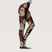 Leggings Roses rouges et crânes gris noir floral gothique (Droite)