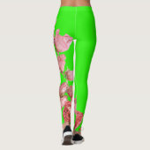 LEGGINGS ROSES ROUGES NATURELLES SUR NEON GREEN (Dos)