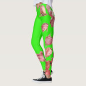 LEGGINGS ROSES ROUGES NATURELLES SUR NEON GREEN (Gauche)