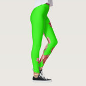 LEGGINGS ROSES ROUGES NATURELLES SUR NEON GREEN (Droite)