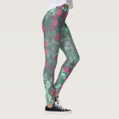 Leggings Roses rouges pâles Fleurs Feuilles vertes (Droite)