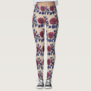 Leggings Roses rouges peintes à main levée en gras