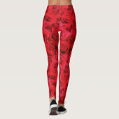 Leggings Roses rouges répétition motif floral (Dos)