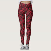 Leggings Roses Rouges Romantiques Gothique Alternative Flor (Devant)