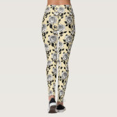 Leggings Roses simples noires et blanches dans un style gra (Dos)