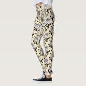 Leggings Roses simples noires et blanches dans un style gra (Gauche)