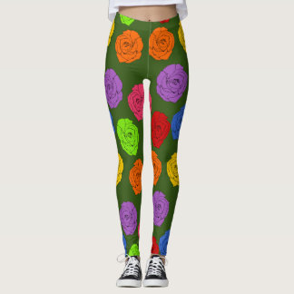 Leggings Roses vifs et colorés - Vert
