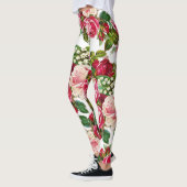 Leggings Roses vintages de pays rouge-rose botanique (Gauche)