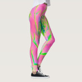 Leggings Rosette Succulente à la chaux verte et rose (Droite)