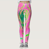 Leggings Rosette Succulente à la chaux verte et rose (Devant)