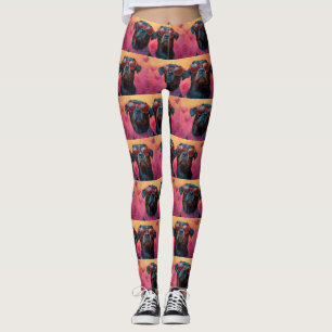 Leggings Rottweiler au cœur Roses Saint-Valentin