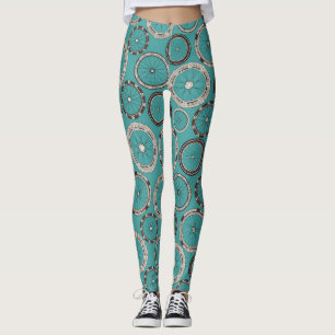 Leggings roues moto turquoise
