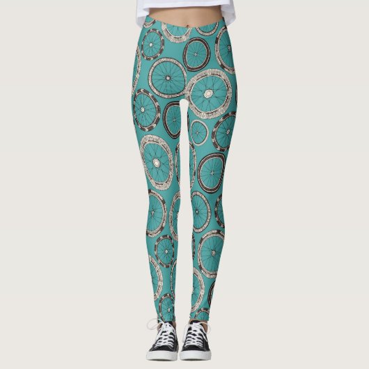 Leggings roues moto turquoise (Devant)