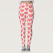 Leggings Rouge Abstrait n Blancs Valentine Coeur (Devant)