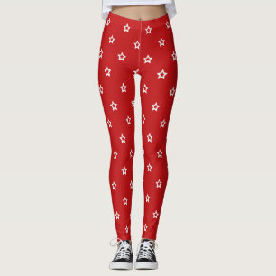 Leggings Rouge avec des étoiles blanches